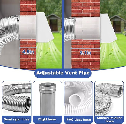 10 Inch Hooded Wall Vent with Screen and Damper, 10 Inch Range Hood Wall Vent Cap, Wall Exhaust Vent Cover, Outdoor Hooded Wall Vent for Dryer Vent, Outside Exterior Mount, Range Hood, Kitchen, White