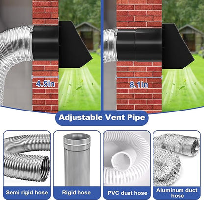 6 Inch Hooded Wall Vent with Screen and Damper, Wall Exhaust Vent Cover, 6 Inch Range Hood Wall Vent Cap, Outdoor Hooded Wall Vent for Dryer Vent, Range Hood, Kitchen, Black