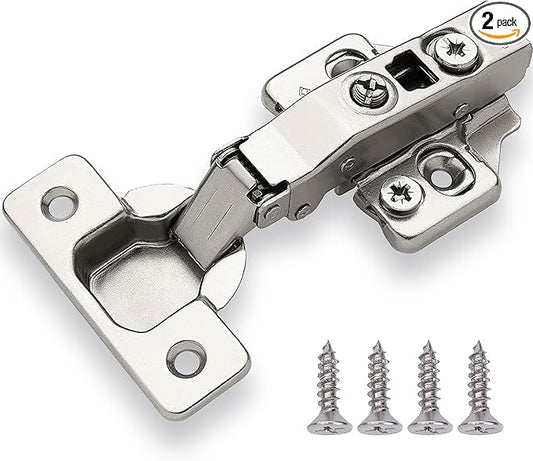 DecoBasics Kitchen Cabinet Frameless Hinges (Pack of 2), Soft Close Door Hinges, Metal Hinges For Kitchen Drawers, Cabinet Hardware, 3 Way Adjustability & Easy Installation