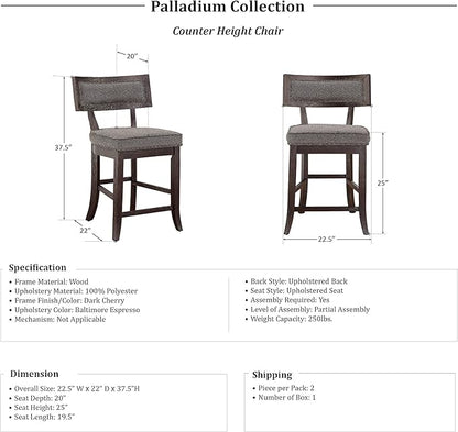 Lexicon Palladium Counter Height Dining Chair (Set of 2), Cherry/Grey