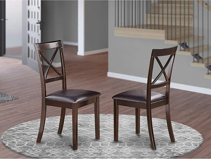 East West Furniture BOC-CAP-W Boston Dining Room Chairs - Cross Back Solid Wood Seat Chairs, Set of 2, Cappuccino
