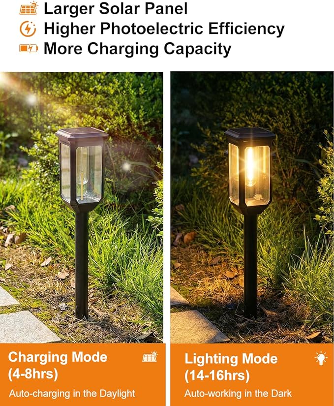 Tenmiro-Solar-Pathway-Lights-Outdoor-4 Pack-LED-Solar-Powered-Garden-Lights-Waterproof-IP65-Outdoor-Light-for-Yard-Lawn-Patio-Path-Walkway-Driveway-Decor-3000K