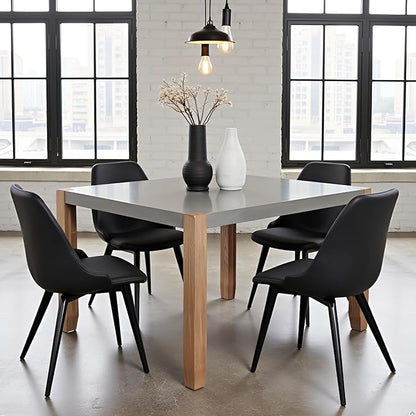 Alaterre Furniture Newport Dining Table for 4 – Rustic Industrial 48” x 30” Kitchen Table with Faux Concrete Gray Top & Solid Wood Legs