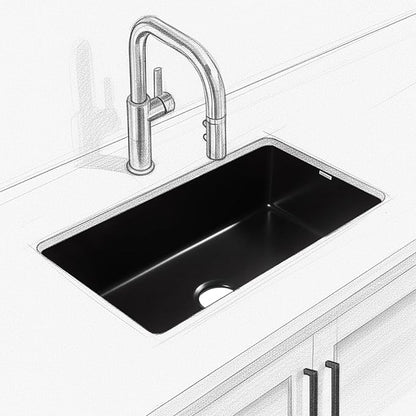 Sinkology Eden Fireclay Undermount Kitchen Sink, Undermount Installation, Surefire Finish (Matte Black, 31")