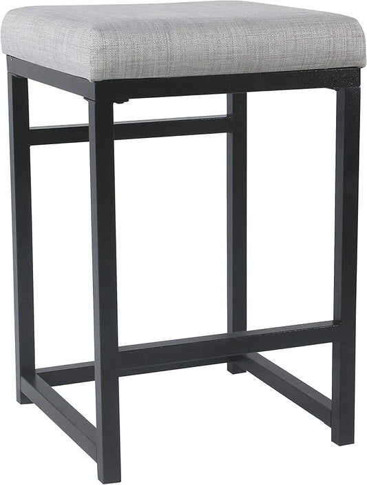Homepop Home Decor | Modern 24-Inch Counter Stool | Backless Metal Frame Bar Stools Counter Height | Decorative Home Furniture, Natural