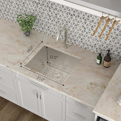 Kichae 21 Laundry Sink Undermount - 21x18 Inch Undermount Utility Sink Stainless Steel 12" Deep Single Bowl Under Counter Laundry Utility Room Handmade Basin