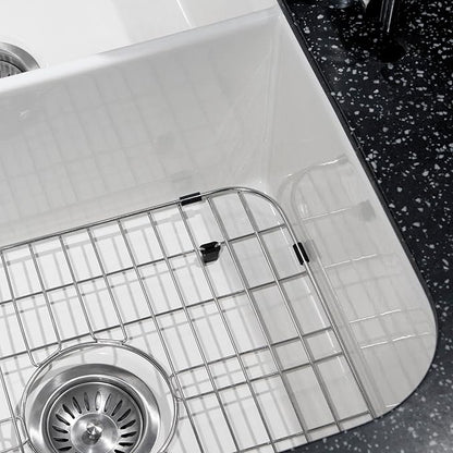 Houzer Platus White Fireclay Kitchen Sink: 33 Inch Apron Front Farmhouse 50/50 Double Bowl Sink with Strainer & Grids, Durable & Versatile, Essential for Home & Apartment: PTD-4400 WH-C