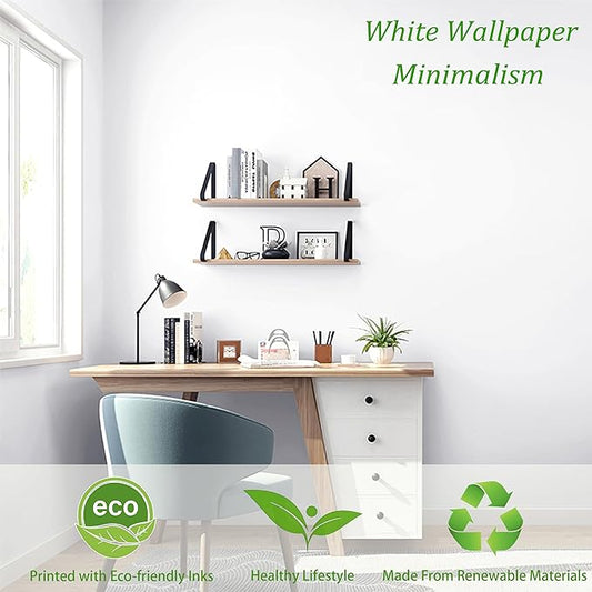 Safiyya 197"x17.7" White Peel and Stick Wallpaper Contact Paper Waterpoof Self-Adhesive Wallpaper Decorative Contact Paper Vinyl Roll for Wall Kitchen