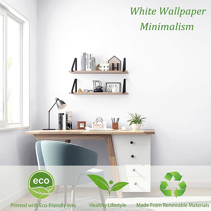Safiyya White Peel and Stick Matte White Contact Paper 14.2" x 393" Self Adhesive Removable Wallpaper for Bedroom and Bathroom