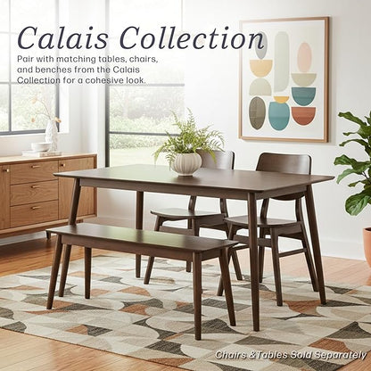 Alaterre Furniture Calais Dining – Mid Century Modern 46-Inch Solid Wood Dining Bench – Entryway Bench with Minimalist Design for Entryway, Dining Room, Kitchen, or Bedroom (Warm Walnut Finish)