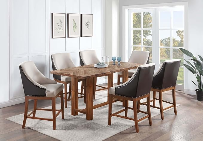 Acme Gilsea Acacia Wood Rectangular Counter Height Table in Brown