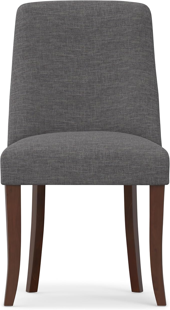 SIMPLIHOME Walden Dining Chairs - Upholstered Solid Hardwood Frame and Linen-Style Fabric Kitchen Chair Set in Slate Grey, Modern Dining Room Seating with Curved Back and Padded Seat (Set of 2)