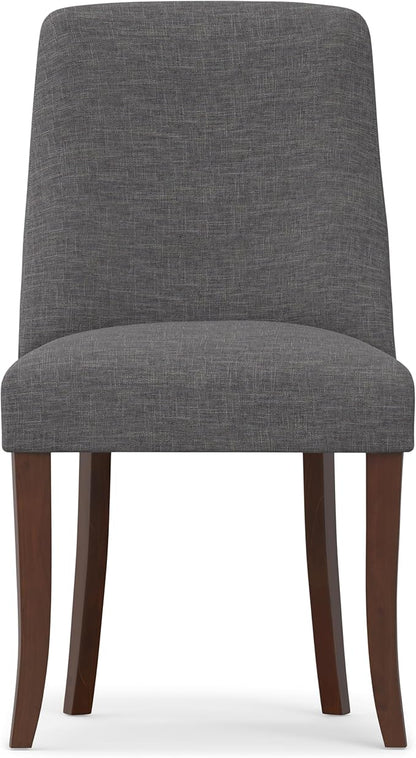 SIMPLIHOME Walden Dining Chairs - Upholstered Solid Hardwood Frame and Linen-Style Fabric Kitchen Chair Set in Slate Grey, Modern Dining Room Seating with Curved Back and Padded Seat (Set of 2)