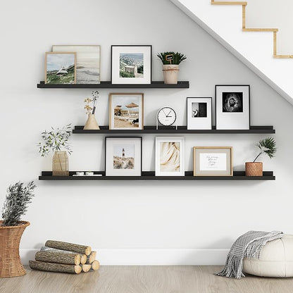 FLYJOE Floating Picture Ledge Shelves for Wall Set of 4, 48 Inch Wall Shelves with Lip Long Large Nursery Book Shelf for Toys Storage Kids Bookshelf Wall Mounted Living Room Bedroom Decor Frames