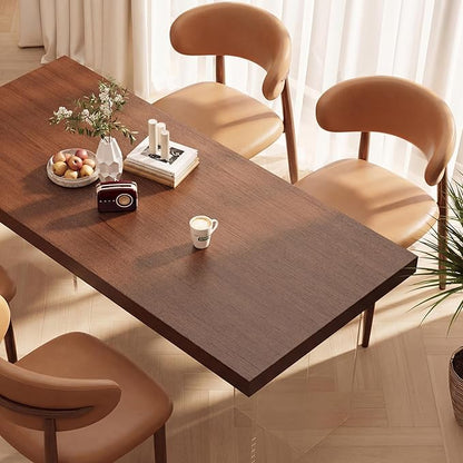 Kitchen Dining Chairs Set of 6 Modern Upholstered Leather Farmhouse Dining Room Chair with Metal Legs, Brown/Walnut