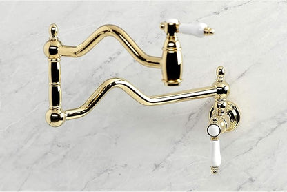 Kingston Brass KS2102BPL Bel Air Wall Mount Pot Filler, Polished Brass