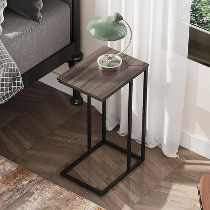WLIVE C Shaped End Tables Set of 2, C Table Side Table for Couch, TV Trays Set of 2, Couch Side Tables that Slide Under, Small Side Table, C Table for Sofa, Living Room, Bedroom, Small Space, A-Grey