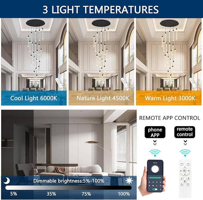 Long Large Modern Led Crystal Chandeliers Modern Spiral Chandeliers High Ceilings Chandelier for Staircase Foyer