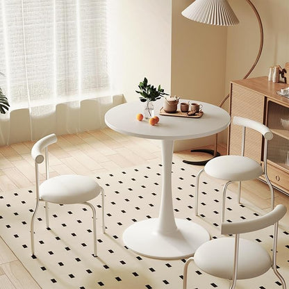 Recximi White Round Dining Table for 2 Person, 24 Inch Small Tulip Table with Metal Pedestal for Living Room, Mid Century Modern Kitchen Table for Kitchen, Office, Pub, Bar, Bistro, Circle Cafe Tables