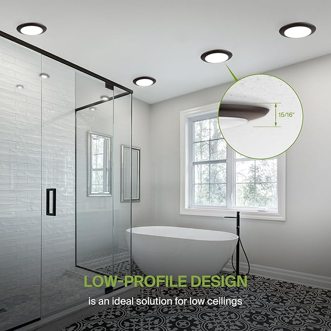 ASD 6 Pack LED Disk Lights 6 Inch, 15W 5CCT 2700K-5000K 1245LM CRI90+, Dimmable Flush Mount Ceiling Light Fixture, Low Profile Surface Mount Disc Lights, Junction Box or Recessed Can Install, UL