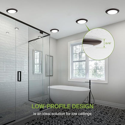 ASD 6 Pack LED Disk Lights 6 Inch, 15W 5CCT 2700K-5000K 1245LM CRI90+, Dimmable Flush Mount Ceiling Light Fixture, Low Profile Surface Mount Disc Lights, Junction Box or Recessed Can Install, UL