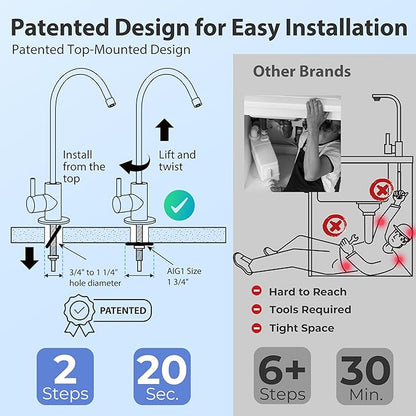iSpring GK1-AW Reverse Osmosis Drinking Water Faucet, High Spout RO Faucet for Under Sink Water Filtration Systems, Antique Wine
