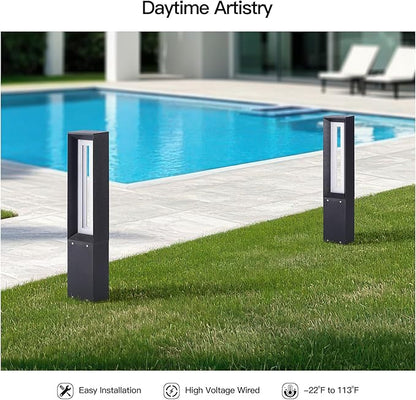 MVBT Outdoor Path Light, 31.5" Pathway Walkway Lights Waterproof Yard Landscape LED Bollard Lighting Lawn Lamp Garden Sidewalk Patio Backyard Ground Bright 3000K Lantern for Outside High Voltage Wired