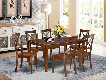 HomeStock 7 Piece Kitchen Table & Chairs Set Consist of a Rectangle Dining Table and 6 Dining Room Chairs, 36x60 Inch, Mahogany