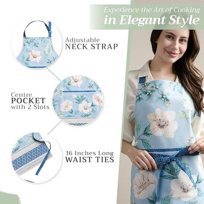 Maison d' Hermine 100% Cotton Apron for women with Pocket Kitchen Chef Apron for Men Cooking Mothers Day Gifts