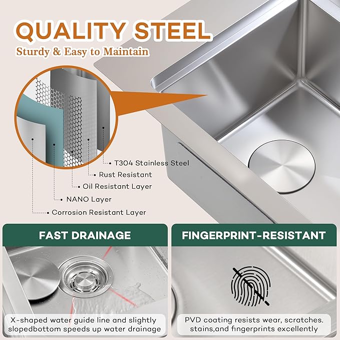 Rhbamoa Double Bowl Drop In Kitchen Sink 31 Inch,16-Gauge T304 Stainless Steel Topmount Kitchen Sink,50/50 Double Bowl Kitchen Sinks,10 Inch Deep Sinks with All Accessories, Brushed Finish