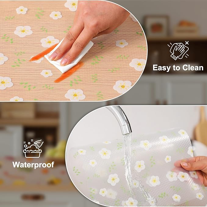 Cooyes Shelf Liner – Premium Non-Adhesive Cabinet & Drawer Liner for Kitchen – Waterproof Shelf Paper with Modern Pattern – Durable EVA Cabinet Mat – Easy to Cut （17.5" W x 197" L）