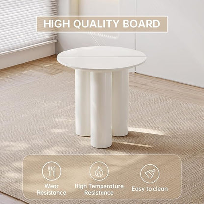 Guyii 29.92" Cream White Dining Table, Modern Round Kitchen Table, Small Indoor End Table for Kitchen, Bar, Living Room, Small Space, Easy Assembly, Table Only