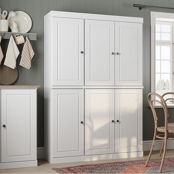 Palace Imports Solid Wood Kitchen Pantry Cabinet - 71.5" Tall x 48.5" Wide - Freestanding Storage Pantry w/ 2-Drawer Kit & Adjustable Shelves - White, Renewable Eco-Friendly 100% Wood, Made in Brazil