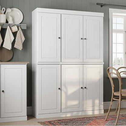 Palace Imports Solid Wood Kitchen Pantry Cabinet - 71.5" Tall x 48.5" Wide - Freestanding Storage Pantry w/ 2-Drawer Kit & Adjustable Shelves - White, Renewable Eco-Friendly 100% Wood, Made in Brazil