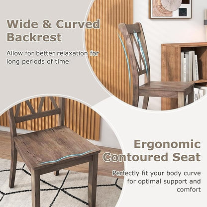 Giantex Set of 4 Dining Chairs, Rubber Wood Dining Room Side Chair w/Ergonomic Seat, Armless Chair for Home Kitchen, Dining Room, Brown