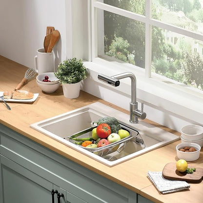 CENOSA Kitchen Faucet with Pull Down Sprayer Brushed Nickel Waterfall Sink Faucet Suitable for RV, Laundry Room, and Campers