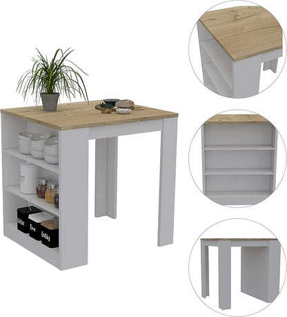 Tuhome Kitchen Island with Spacious Storage, Open Shelves, and Durable Worktop, Ideal for Kitchens, Dining Rooms, or as a Prep Station