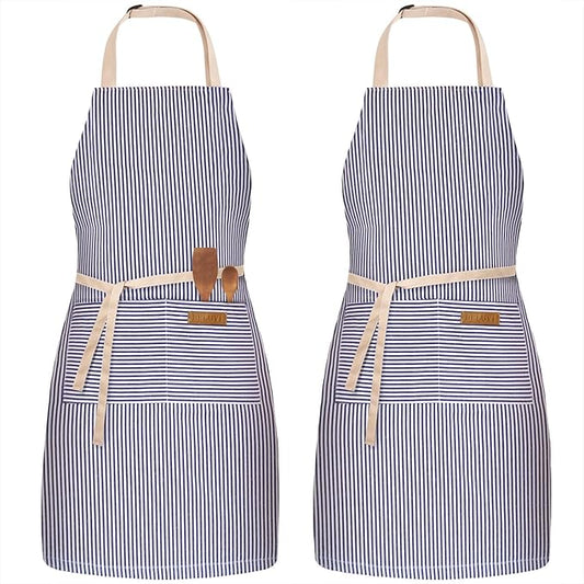 BeLuyi 2 Pack Adjustable Bib Apron with 2 Pockets Chef Cooking Kitchen Restaurant Aprons for Women Men