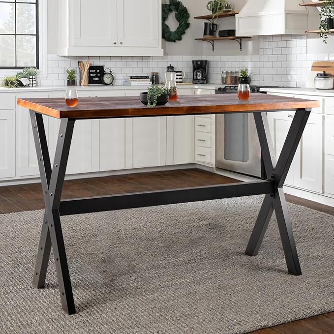 Diwhy Industrial Console Table, 41.3" High Bar Table for Kitchen, Living Room, Coffee Bar, Black Metal Frame, Dining Table, 47.2 × 19.7 inchs Wood Desktop