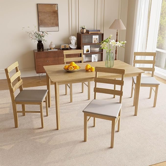 Majnesvon Dining Chairs Set of 2, Farmhouse Kitchen Table Set with Chairs, Wood Dining Table Chair for Kitchen, Restaurant, Apartment (Natural 2 Chair)