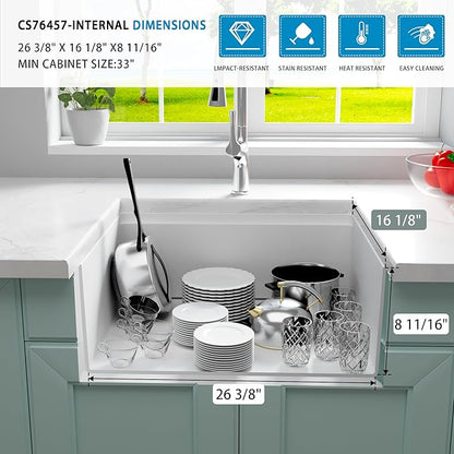 White Undermount Kitchen Sink 30 Inch - Drop In Granite Quartz Composite Workstation Sink - Deep Single Bowl,Dual Mount,with Accessories (White, 30" x 18")