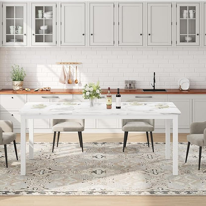 79 Inch Industrial Dining Table for 4-6 Person Rectangle Kitchen Table with Metal Legs,Round Corners, Writing Desk, for Modern Farmhouse, for Kitchen, Dining Room,Quick Assembly, Wood