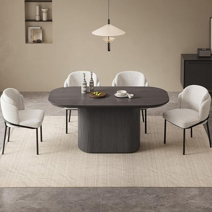 Miuuod 62.99" Oval Dining Table Set for 6-8, Modern Farmhouse Kitchen Table with 6 Chairs, Large Wood Dining Room Table Set,Water-Resistant MDF Top, Rustic Dining Furniture,Dark Grey