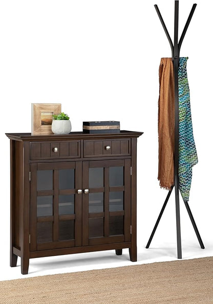 SIMPLIHOME Acadian Storage Cabinet - 36 inch Wide Solid Wood Entryway Storage Cabinet in Natural Aged Brown, Transitional Cabinet for Hallway or Living Room with 2 Drawers and Adjustable Shelves