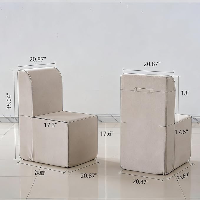 Modern Linen Upholstered Armless Dining Chair, Comfortable Dining Room Chair Side Leisure Chairs with Mid Back for Dining Room Kitchen Bedroom Reading Room, No Assemble, Beige