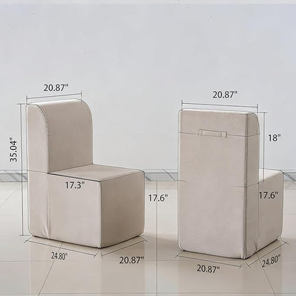Modern Linen Upholstered Armless Dining Chair Set of 4, Comfortable Dining Room Chair Side Leisure Chairs with Mid Back for Dining Room Kitchen Bedroom Reading Room, No Assemble, Beige
