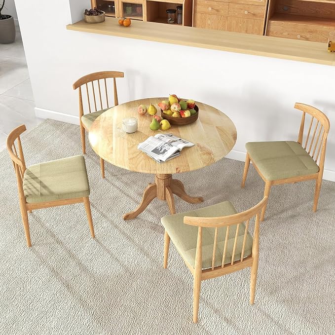 Giantex 39-Inches Round Dining Table for 4 with Legs, 220 Lbs Capacity, Rubber Wood Kitchen Table for Dinette, Dining Room, Living Room, Restaurant, Dinner (Natural)