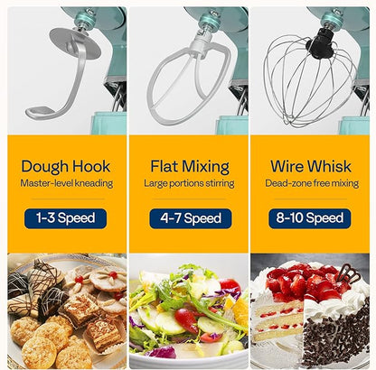 VIVOHOME 6-in-1 Stand Mixer, 8.5 Quart Electric Tilt-Head Kitchen Mixer with Bowl, Multifunctional Food Mixer for Cake, Bread, and Dough, with Meat Grinder, Blender, Pasta Maker Attachments, Blue