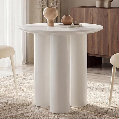 Guyii 29.92" Cream White Dining Table, Modern Round Kitchen Table, Small Indoor End Table for Kitchen, Bar, Living Room, Small Space, Easy Assembly, Table Only