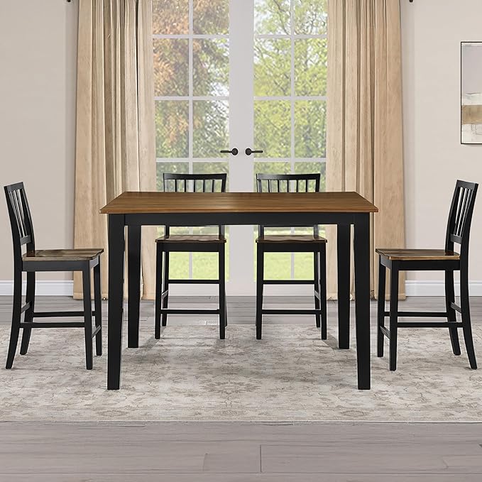 Steve Silver Furniture Joplin Counter Chairs, Set of 2 Chairs, 24-Inch Seat Height, SCooped Seats, Asian Hardwoods, Dining Room, Kitchen Island, Farmhouse Design, 20"L x 17"W x 39.5"H, Black, Brown